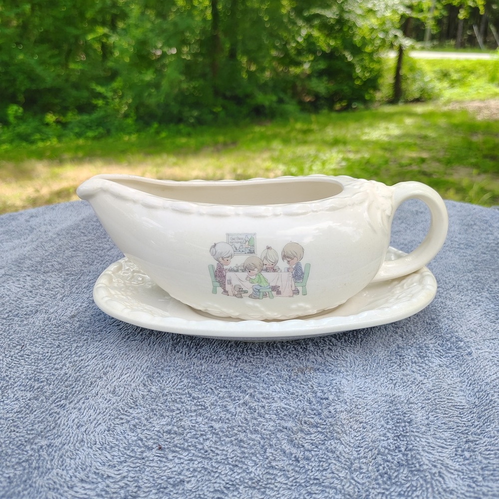 Precious Moments 654450 1994 LORD'S BLESSING GRAVY BOAT AND UNDERPLATE